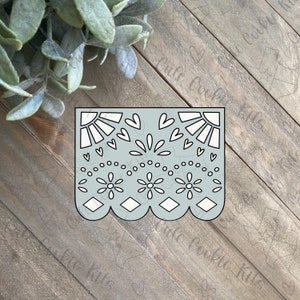 Papel Picado Cookie Cutter - Outline Only - Paper Banner Perfect for Cinco de Mayo, Fiesta, Taco Baby - Cutter for Dough and More (#CCK765)