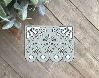 Papel Picado Cookie Cutter - Outline Only - Paper Banner Perfect for Cinco de Mayo, Fiesta, Taco Baby - Cutter for Dough and More (#CCK765)
