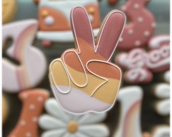 Peace Hand Sign Cookie Cutter - Sign Language, Two Fingers - Cutter for Dough, Fondant, Clay and More (#CCK327)