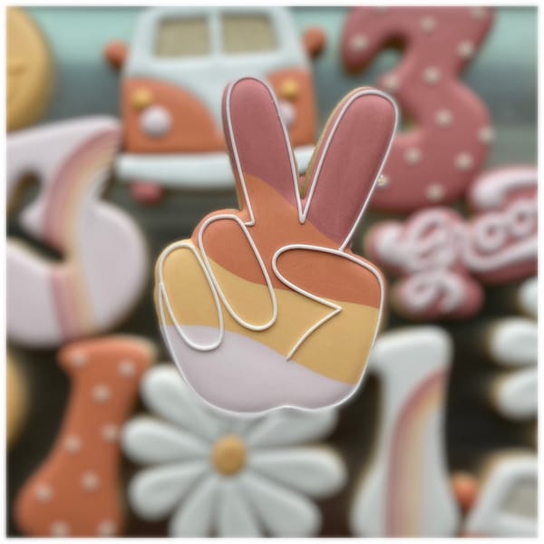 Peace Hand Sign Cookie Cutter - Sign Language, Two Fingers - Cutter for Dough, Fondant, Clay and More (#CCK327)