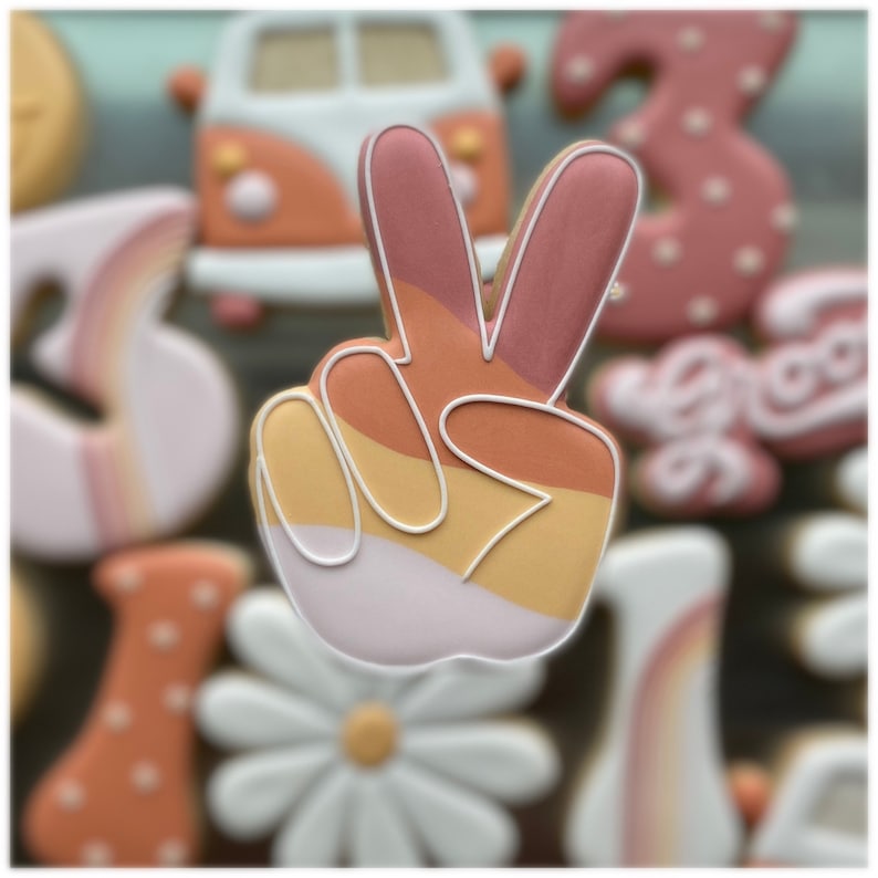 Peace Hand Sign Cookie Cutter Sign Language, Two Fingers Cutter for Dough, Fondant, Clay and More CCK327 image 1