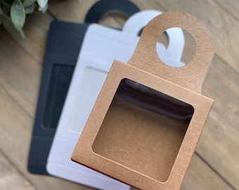 Adorable 3-5/8” x 3-5/8” x 1-1/8” Hanging Bottle Boxes - Food Safe, Easy to Assemble - Perfect for Gifting Wine, Champagne, Cider Bottles