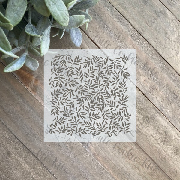 Elegant Greenery Pattern Silkscreen or Stencil - Perfect Background for Cookies and Polymer Clay Jewelry - Food Safe Silkscreen (#CCKS150)