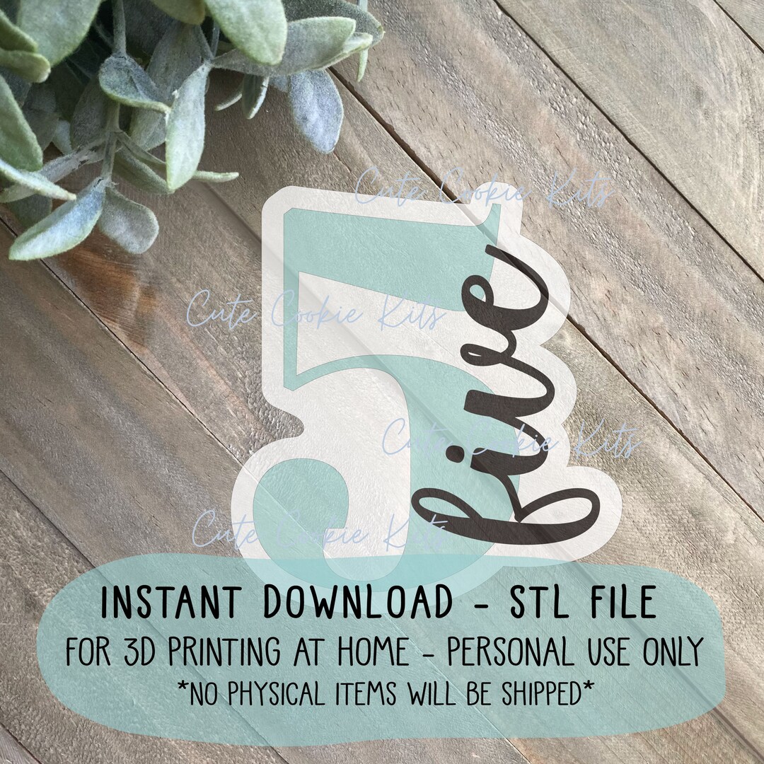 STL File Number 5 With Lettering Cookie Cutter - 3.5 Inch - CCK625 ...