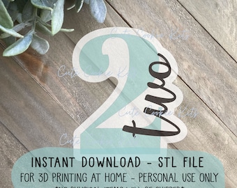 STL File Number 2 with Lettering Cookie Cutter - 3.5 inch - CCK622 - Instant Download for 3D Printing - Personal Use Only, No Resale