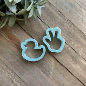 Jeeper Wave Duck Cutter Set - Hand Sign, Finger Wave for Off-road Vehicle Club, Rubber Duck - Cutter for Cookies, Clay and More (#CCK309/10)