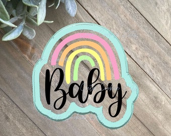 Cortador de galletas Baby Rainbow Plaque - Perfecto para Baby Shower, Anuncio de embarazo, Rainbow Baby - Cortador para masa y más (CCK514)
