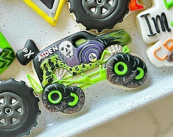 Jumping Monster Truck Cookie Cutter - Perfect for Birthday and Monster Truck Theme Cookies - Cutter for Dough, Fondant, and More (#CCK428)