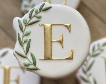 Sérigraphie ou pochoir monogramme - conçu pour l'emporte-pièce Dana Wreath - lettre uniquement, pas de couronne - parfait pour une baby shower, des biscuits de mariage