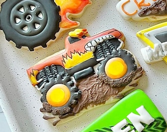 Muddy Monster Truck Cookie Cutter - Perfect for Birthday and Monster Truck Theme Cookies - Cutter for Dough, Fondant, and More (#CCK429)