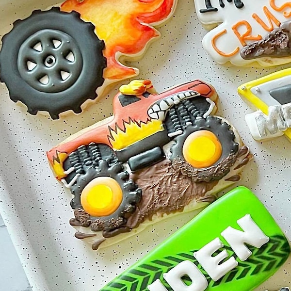 Muddy Monster Truck Cookie Cutter - Perfect for Birthday and Monster Truck Theme Cookies - Cutter for Dough, Fondant, and More (#CCK429)