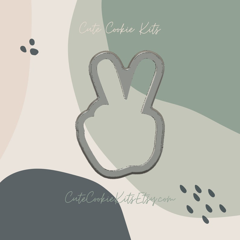 Peace Hand Sign Cookie Cutter Sign Language, Two Fingers Cutter for Dough, Fondant, Clay and More CCK327 image 6