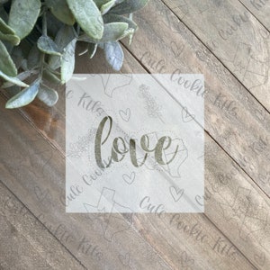 Love Plaque Stencil - Made for CCK501 Love Plaque Cookie Cutter - Perfect for Wedding, Anniversary, Valentine&#39;s Day, Love Theme Cookies