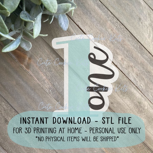 STL File Number 1 with Lettering Cookie Cutter - 3.5 inch - CCK621 - Instant Download for 3D Printing - Personal Use Only, No Resale