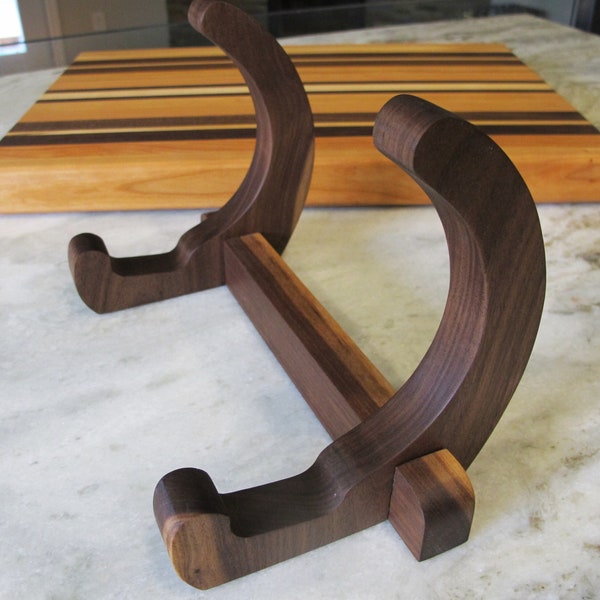 Walnut cutting board stand for thick boards, Cutting board holder