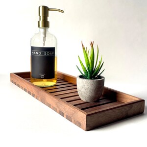 Wooden Vanity Bathroom Trays, Farmhouse Wood Perfume Tray Home Rustic Decor Plate, Kitchen Counter Top Storage, Organizer Tray For Soap Bottle
