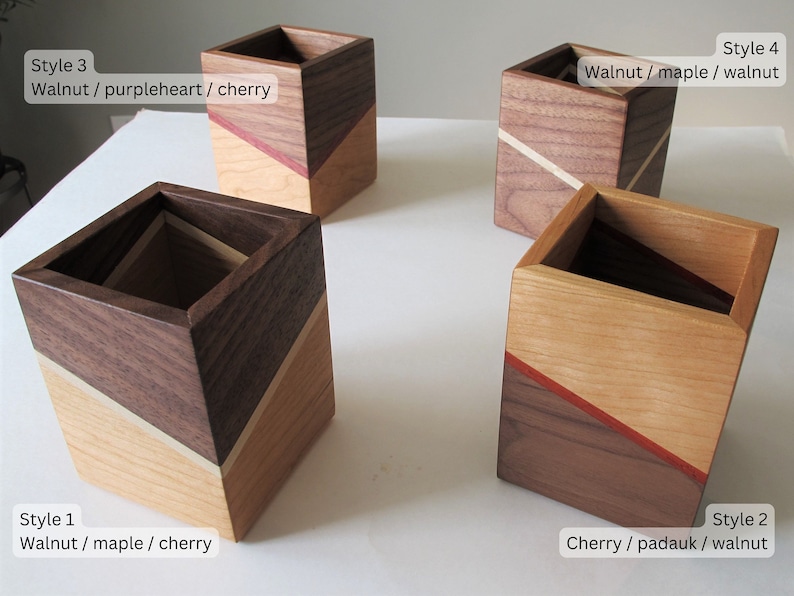 Wooden pen holder, Walnut desk caddy, Wood desk organizer bild 2