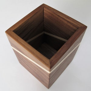 Wooden pen holder, Walnut desk caddy, Wood desk organizer Style 4 (W/M/W)