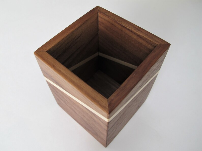 Wooden pen holder, Walnut desk caddy, Wood desk organizer Style 4 (W/M/W)