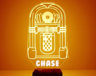 Acrylic Light Up Jukebox, Custom Engraved Night Light, Personalized Free,16 Color Options with Remote Control, Musician Gift