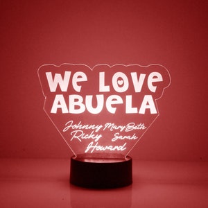 Melhor presente de dia das mães, luz gravada personalizada, personalizado grátis, 16 opções de cores com controle remoto, presente para Abuela, mãe, avó, Nana