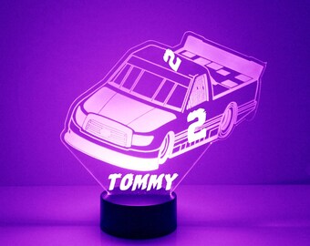 Nascar Racing Fans Light Up Car, LED Night Light, Custom Engraved, 16 Color Option, Race Car Lamp