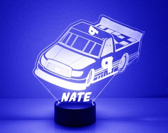 Nascar Racing Fans Light Up Car, LED Night Light, Custom Engraved, 16 Color Option, Race Car Lamp