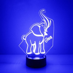Acrylic Light Up Elephant, Custom Engraved Night Light, Personalized Free,16 Color Options with Remote Control