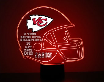 Kansas City Chiefs LED Night Light, Personalized Football Fan Lamp