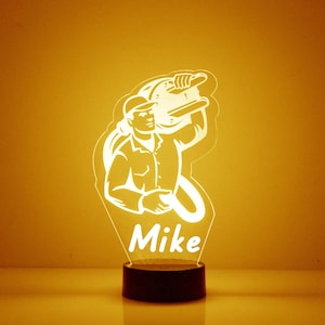Acrylic Light Up Electrician&#39;s Sign, Custom Engraved Table Light, Personalized Free, 16 Color Options with Remote Control, Electrician Gift
