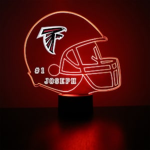Atlanta Falken, LED-Fußballsportfanlampe, maßgeschneidertes Nachtlicht, personalisiert frei, 16 Farboption, mit lizenziertem Aufkleber