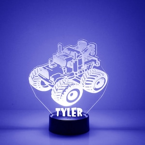 Monster Truck Light Up, Custom Engraved Night Light, Personalized Free, 16 Color Options with Remote Control, Truck Night Light