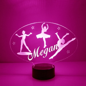 Light Up Dance, Ballet, Custom Engraved Night Light, Personalized Free,16 Color Options with Remote Control, Dance Team Gift
