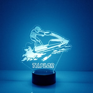 Jet Ski Light Up, Custom Engraved Night Light, Personalized Free, 16 Color Options with Remote Control, Jet Ski Night Light