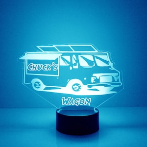 Light Up Food Truck Sign, Custom Engraved Night Light, Personalized Free, 16 Color Options with Remote Control, Food Truck Light Up