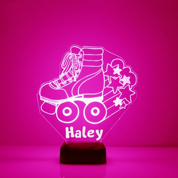 Light Up Roller Skate, Custom Engraved LED Night Light, Personalized Free, 16 Color Options with Remote Control, RollerSkate Enthusiast Gift