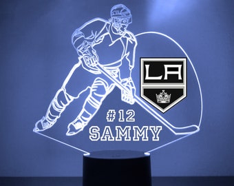 Los Angeles Kings, LED Hockey Sports Fan Lamp, Custom Made Night Light, Personalized Free, 16 Color Option, Featuring Licensed Decal