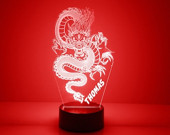 Leuchtdrache, personalisiertes Nachtlicht, 16 Farboptionen mit Fernbedienung, Drachen Schreibtischlampe