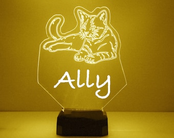 YTDZLTD Illusione Ottica 3D Gatto Luce Notturna 16 Colori Mutevoli Telecomando USB Potere Toccare Cambiare Arredamento Lampada LED Lampada da Tavolo Bambini Compleanno Natale Regalo