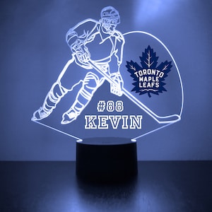 Toronto Maple Leafs, LED Hockey-Sportfanlampe, maßgeschneidertes Nachtlicht, personalisiert frei, 16 Farboption mit lizenziertem Aufkleber