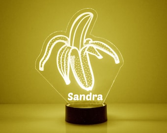 Acrylic Light Up Banana, Custom Engraved Night Light, Personalized Free,16 Color Options with Remote Control, Chef's Gift, Kitchen Decor