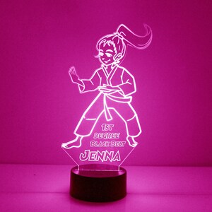 Karate Table Light, Custom Engraved Night Light, Personalized Free, 16 Color Options with Remote Control