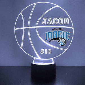 Orlando Magic, lampe de ventilateur de sport de basket-ball à LED, veilleuse sur mesure, gratuite personnalisée, option 16 couleurs, avec décalcomanie sous licence