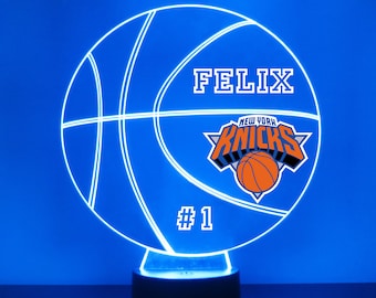 New York Knicks LED Night Light, Personalized Sports Fan Lamp