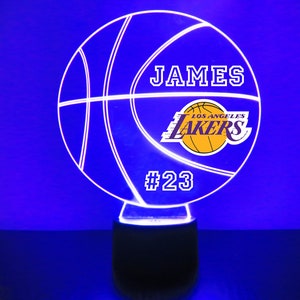 Los Angeles Lakers, LED Basketball Sports Fan Lamp, Custom Made Night Light, Personalized Free, 16 Color Option, Featuring Licensed Decal
