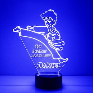 Karate Table Light, Custom Engraved Night Light, Personalized Free, 16 Color Options with Remote Control