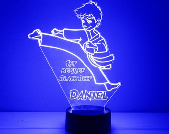 Karate Table Light, Custom Engraved Night Light, Personalized Free, 16 Color Options with Remote Control