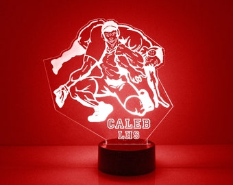 Acrylic Light Up Wrestling Gift , Custom Engraved Night Light, Personalized Free, 16 Color Options with Remote Control, Team, Player Trophy