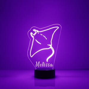 Light Up Stingray, Custom Engraved Night Light, Personalized Free, 16 Color Options with Remote Control, Stingray Decor Desk Lamp