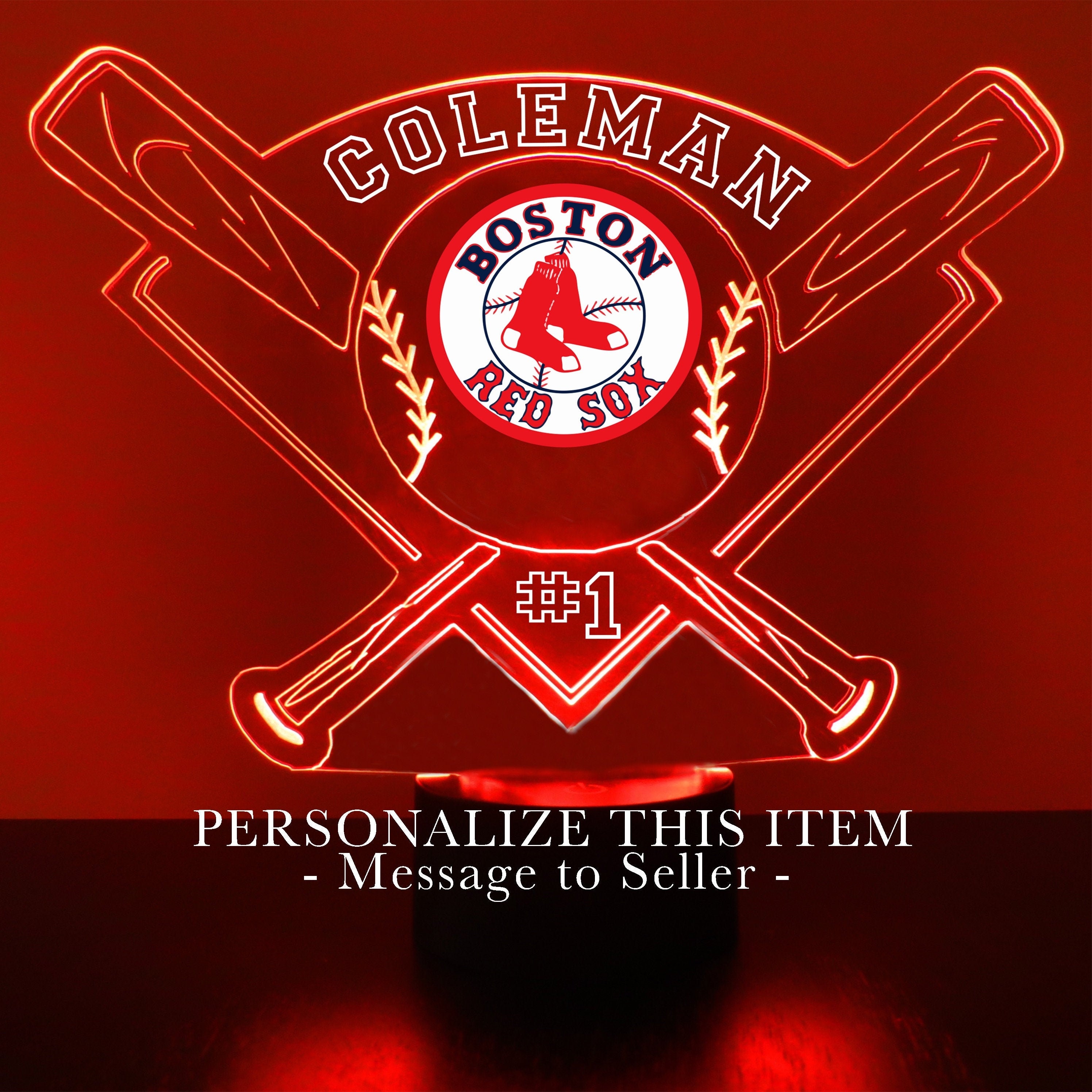 Boston Red Sox Baseball Team 3D Night Light with Remote Control Color Changing 